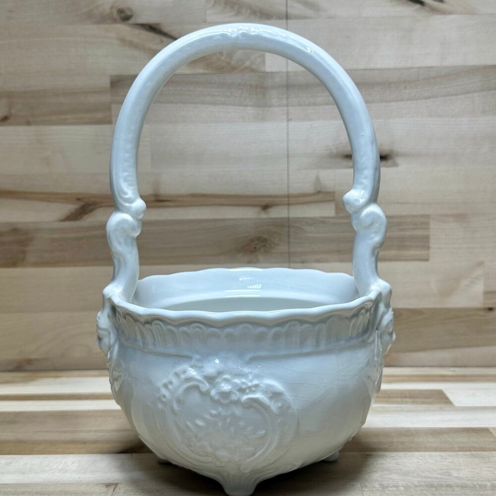 Este Italy White Majolica Ceramic Basket Cherub Putti Made in Italy‎ vintage - Picture 6 of 14